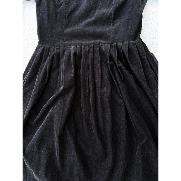 Laura Ashley Black Corduroy Long Puff Sleeve Midi Dress Size 10 Romantic Cottage - Picture 7 of 16